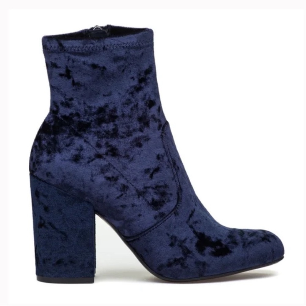 EUC Crushed Velvet Boots Mossimo Supply Co. Blue Sock Ankle Boot
